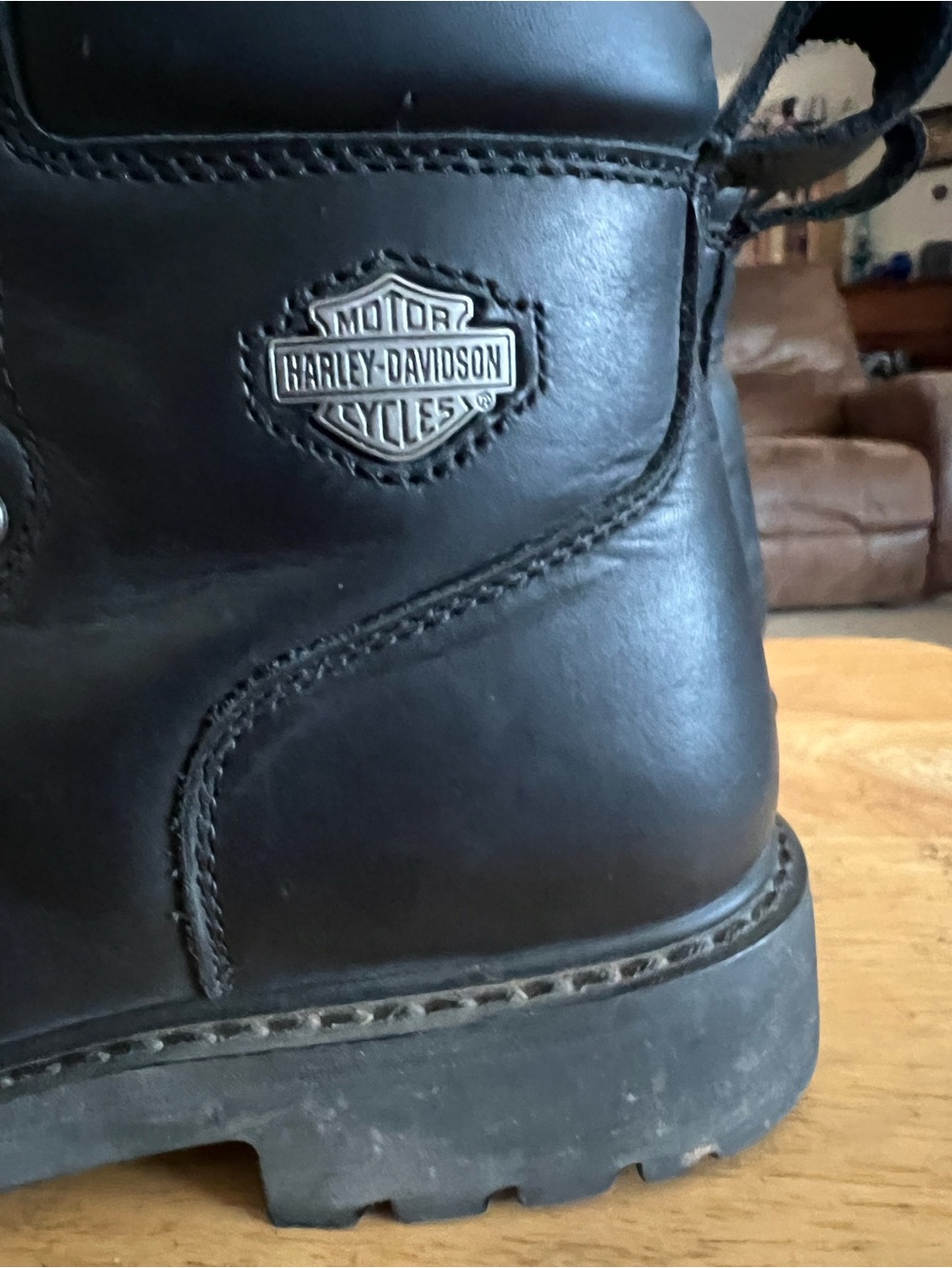 Harley-Davidson Black Leather Lace-Up Motorcycle Boot